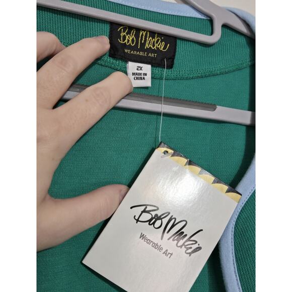 NEW WITH TAGS BOB MACKIE Wearable Art Cardigan Size 2X Green - Picture 3 of 13